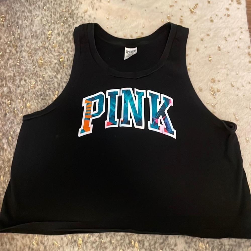 Pink crop work out Tank floral